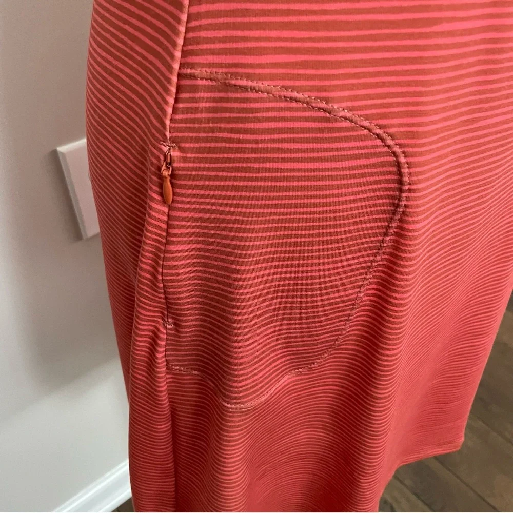 Prana Dress Opal Racerback Shelf Bra Pocket Athleisure Striped Pink Coral Rust